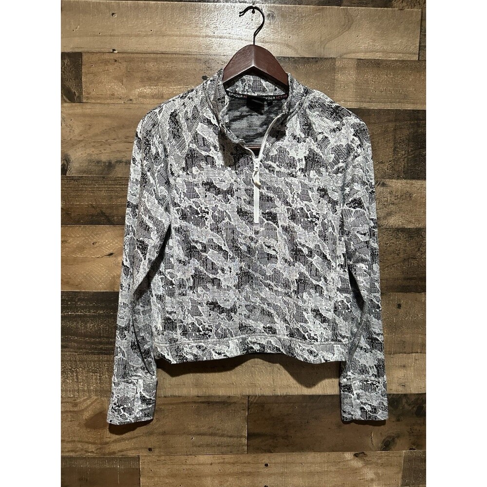 Spyder Pullover Womens Medium Gray Camo 1/4 Zip Mock Neck Long Sleeve Activewear